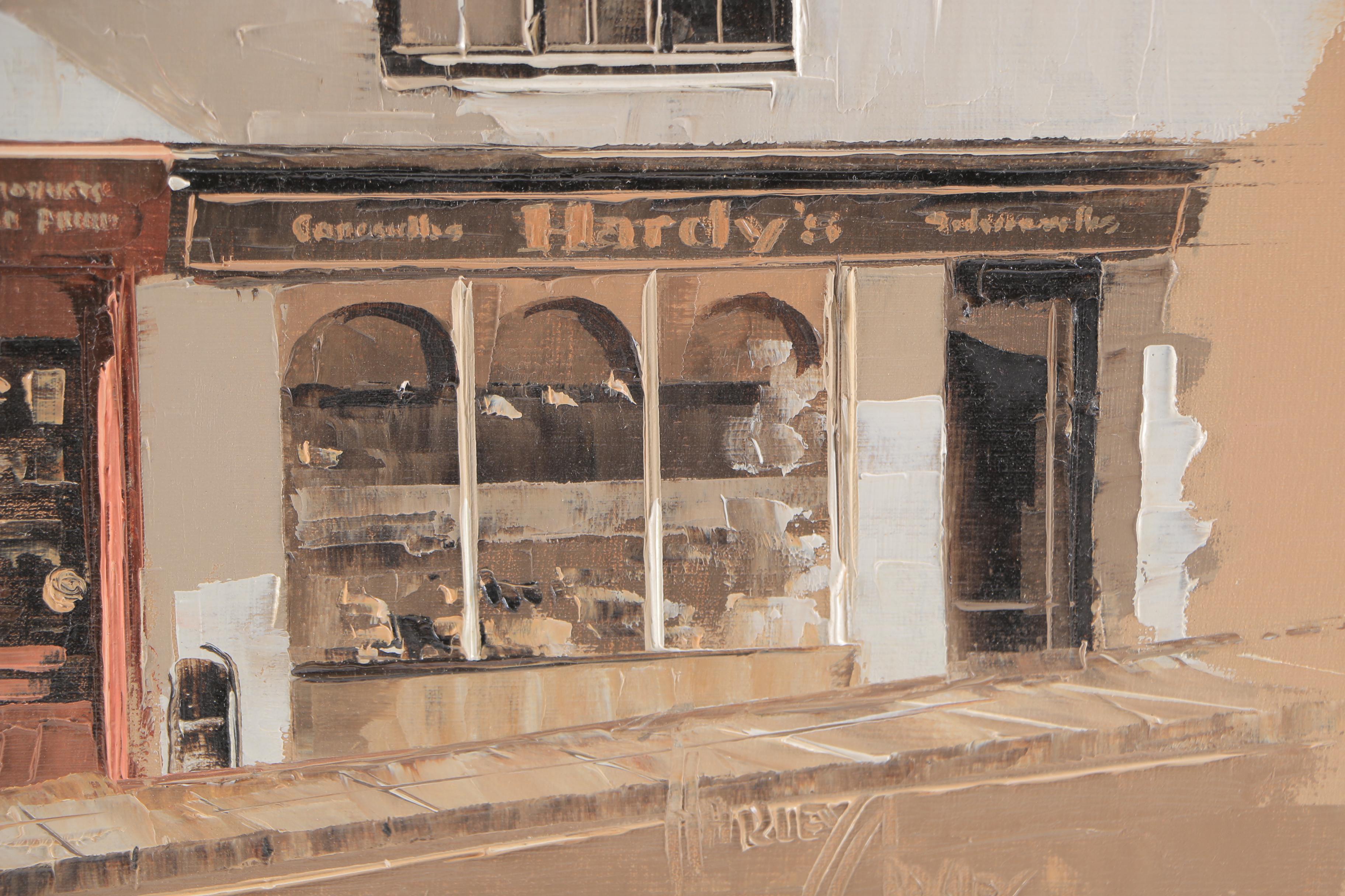 Harley Crossley Oil Painting on Board of Shop Front