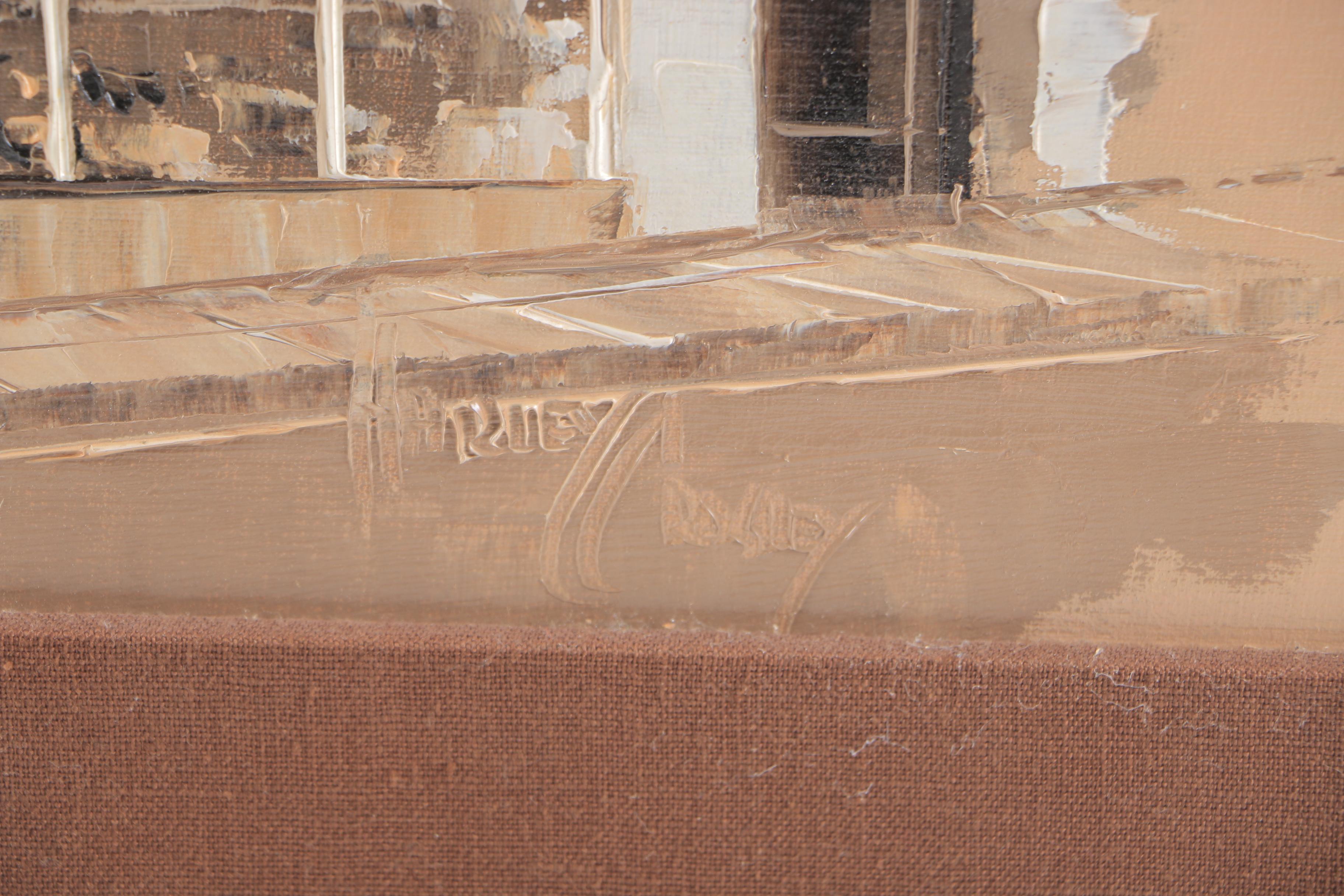 Harley Crossley Oil Painting on Board of Shop Front