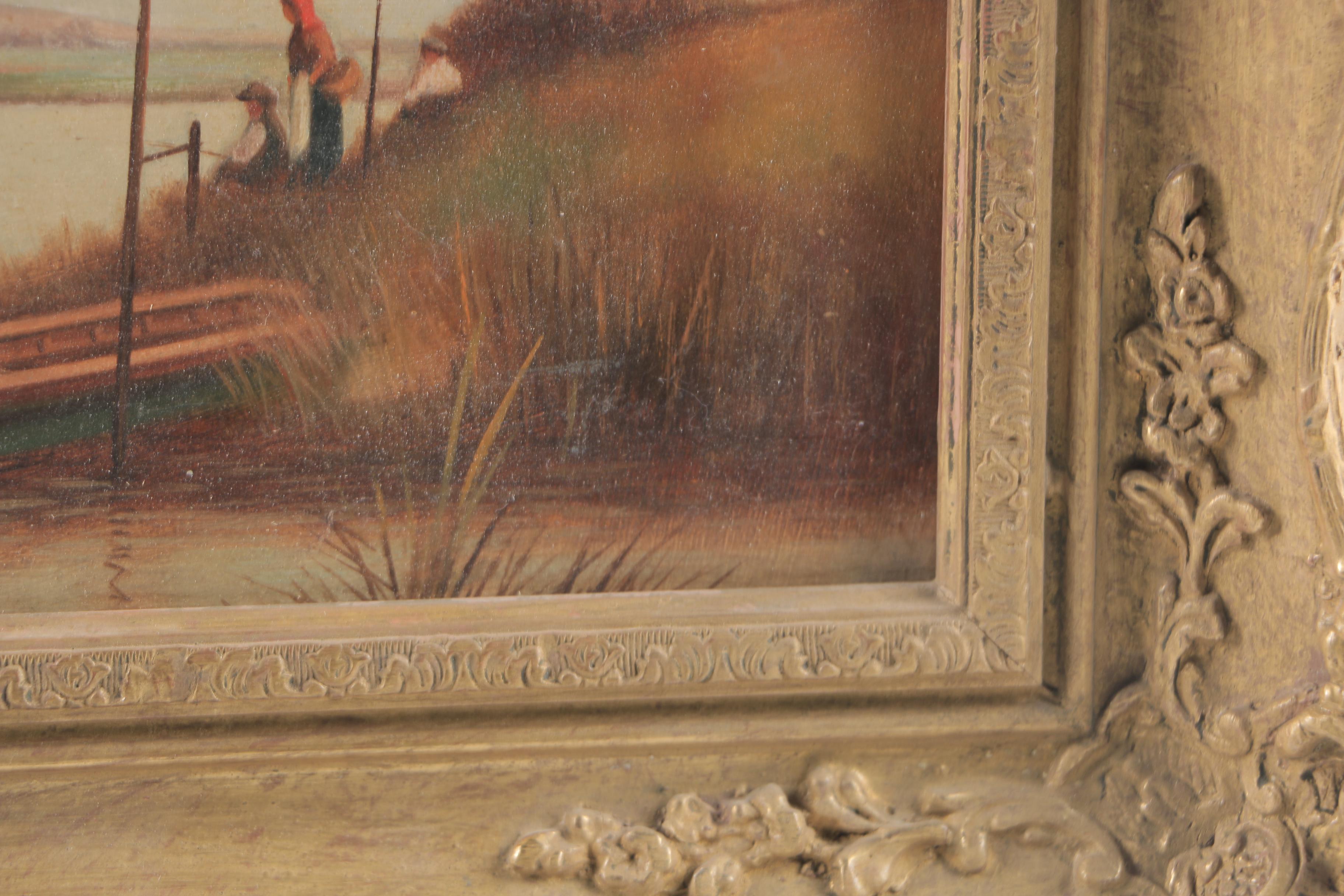 G. Cole Oil Painting on Canvas "People Boating"