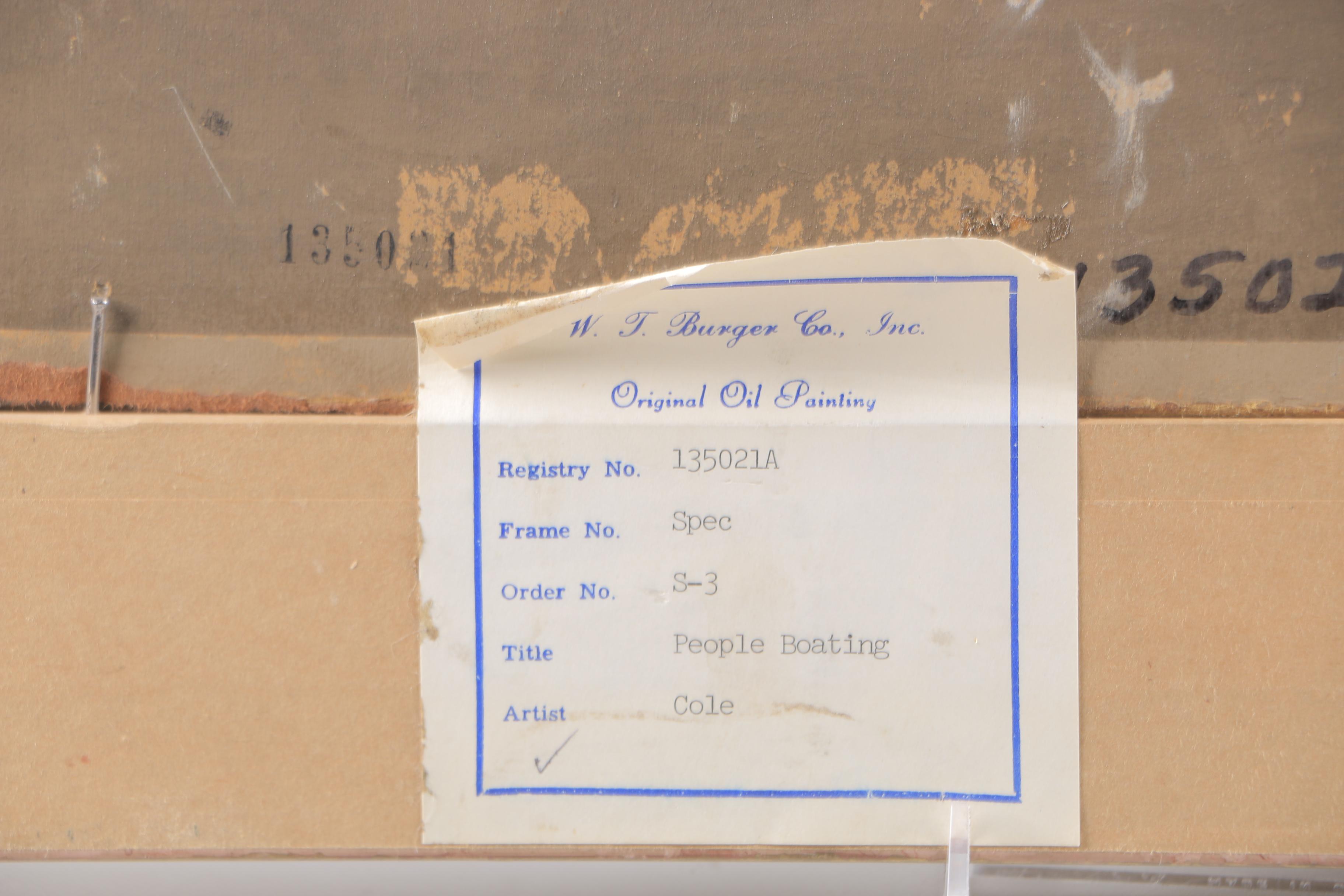 G. Cole Oil Painting on Canvas "People Boating"