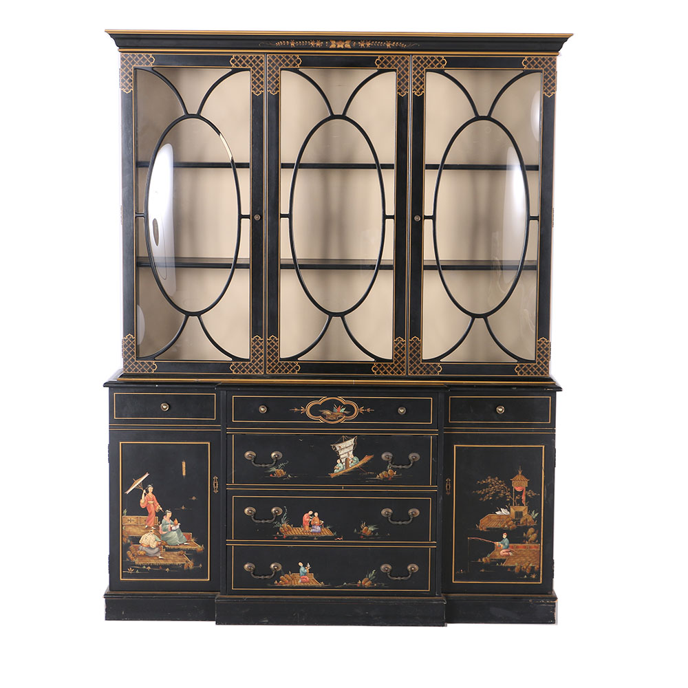 Hand-Painted Chinoiserie China Cabinet