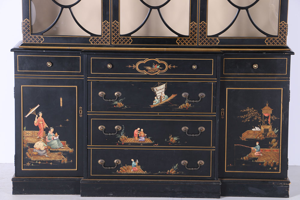 Hand-Painted Chinoiserie China Cabinet