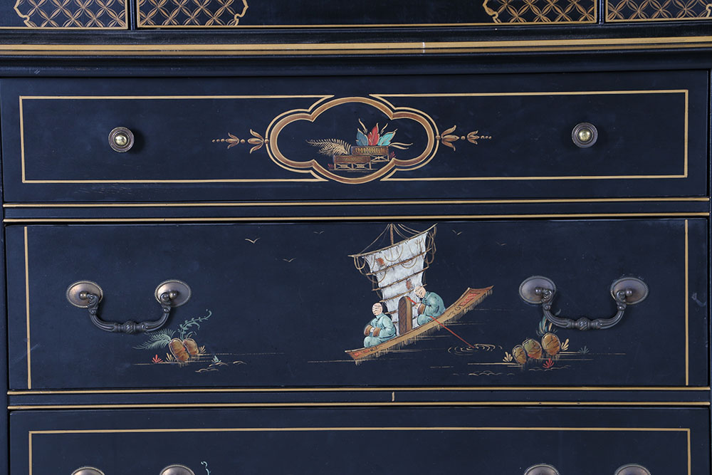 Hand-Painted Chinoiserie China Cabinet