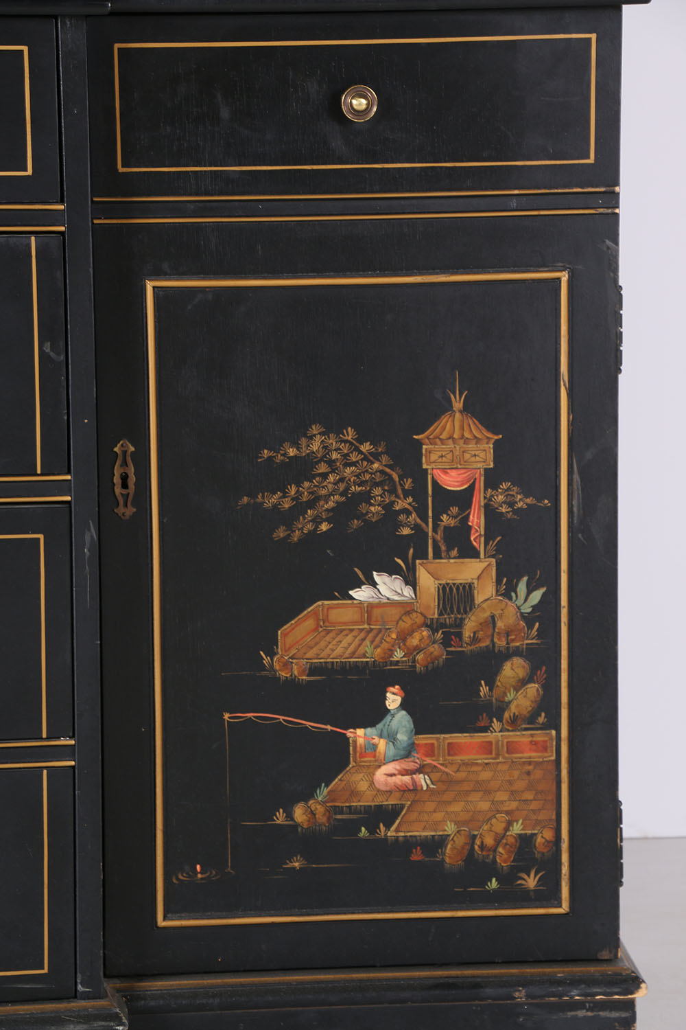 Hand-Painted Chinoiserie China Cabinet