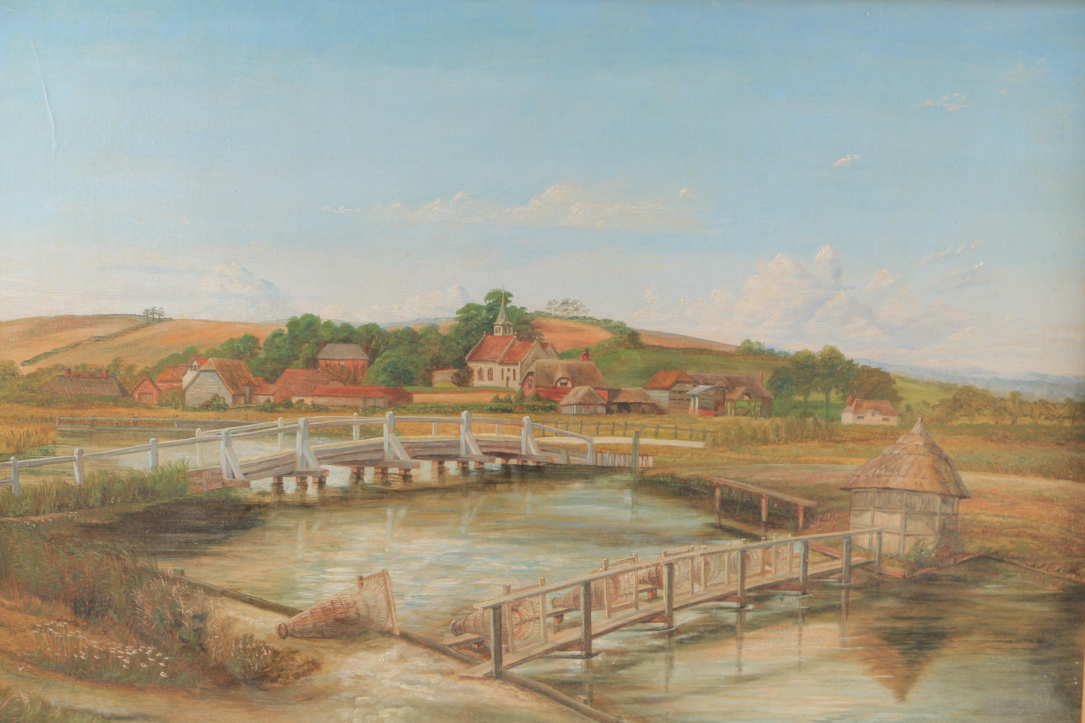 Oil Painting on Canvas "Eel Traps"