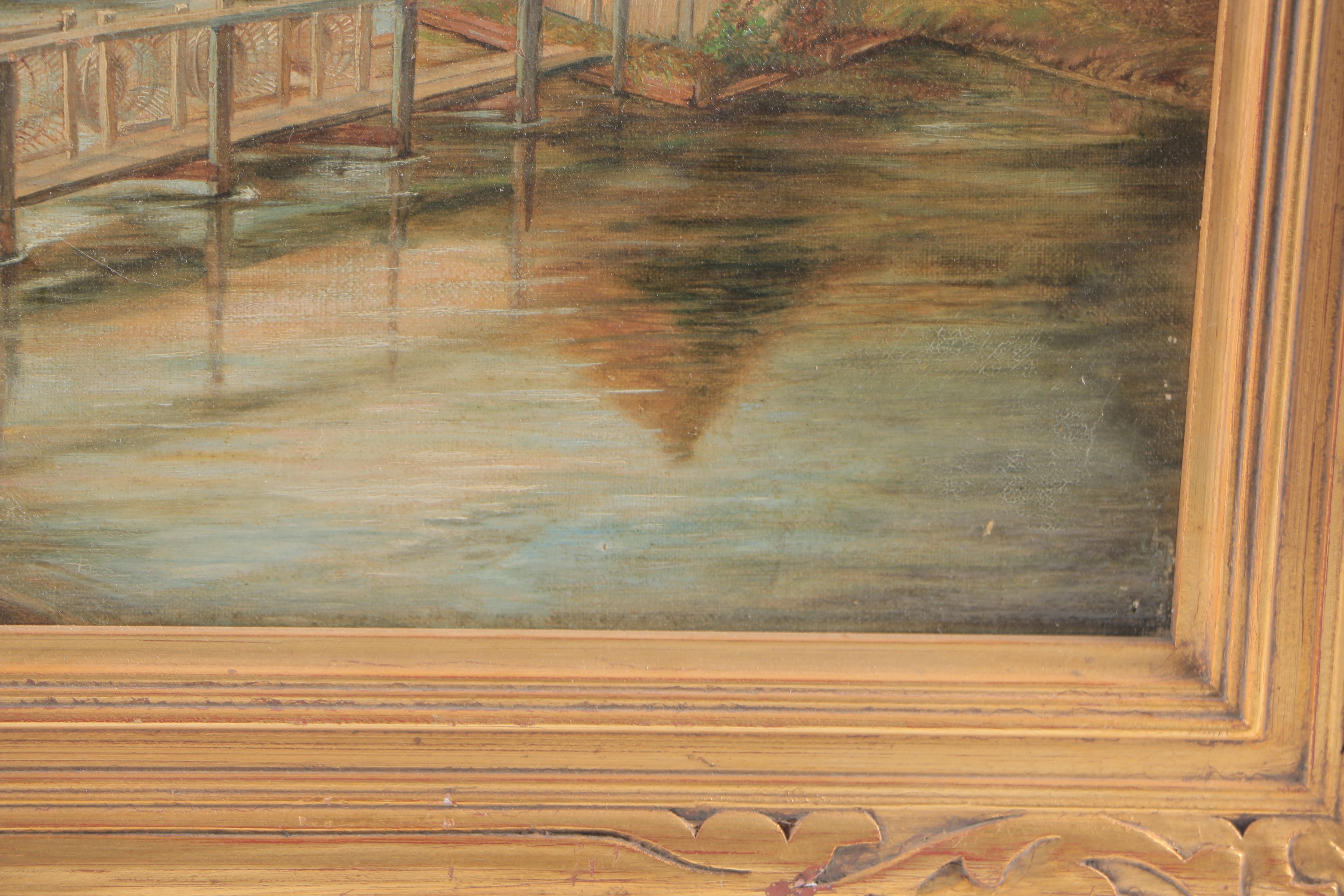 Oil Painting on Canvas "Eel Traps"