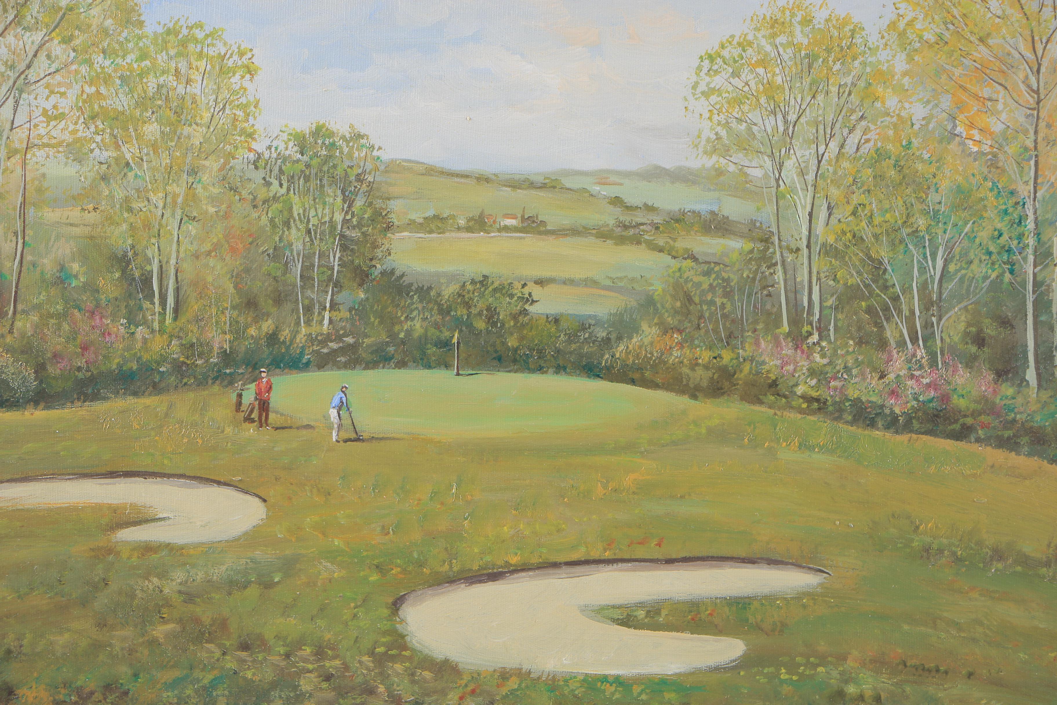Daniele Marianelli Oil Painting on Canvas "Golf Scene"