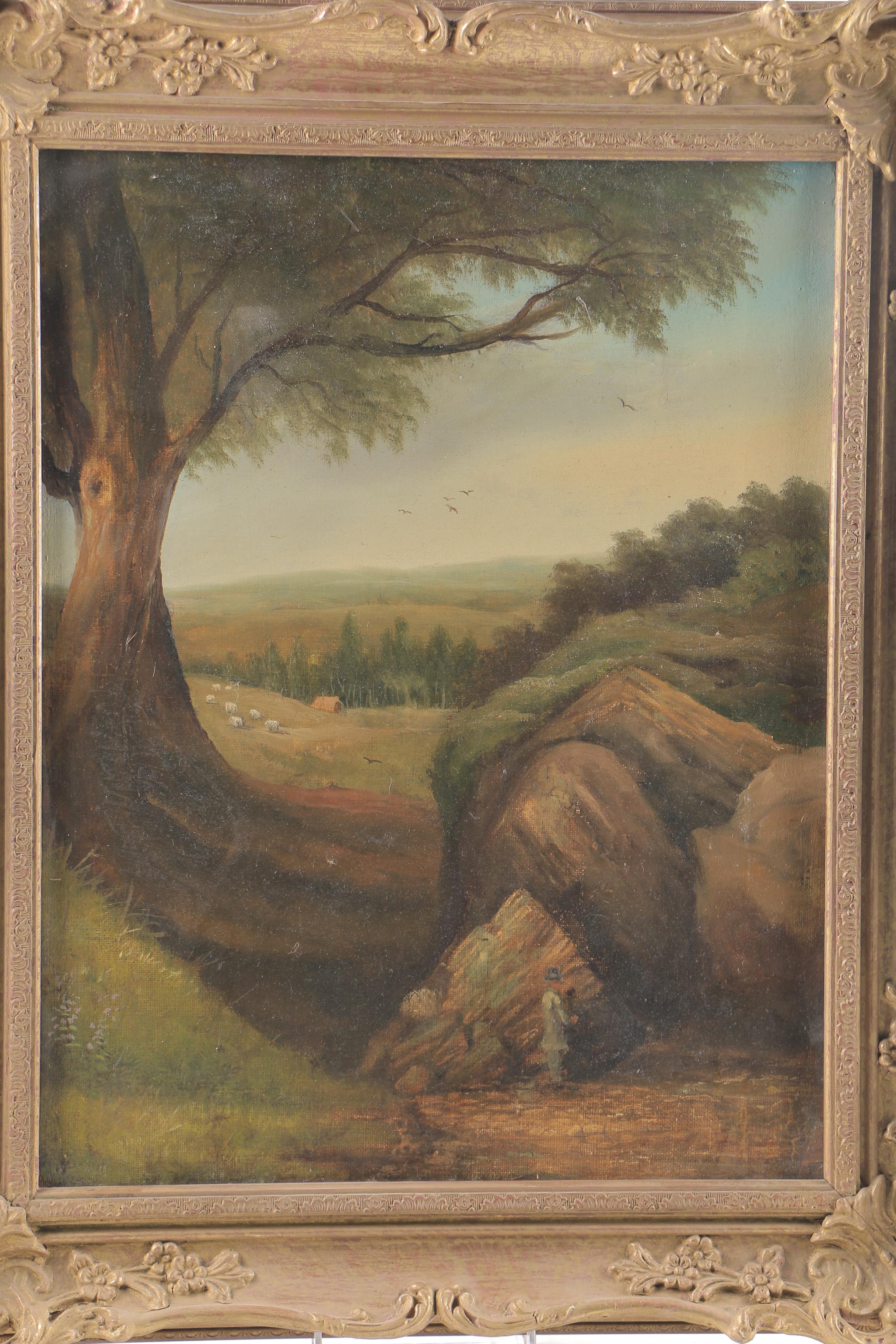 Edward Thomas Jones Oil on Canvas "Landscape"