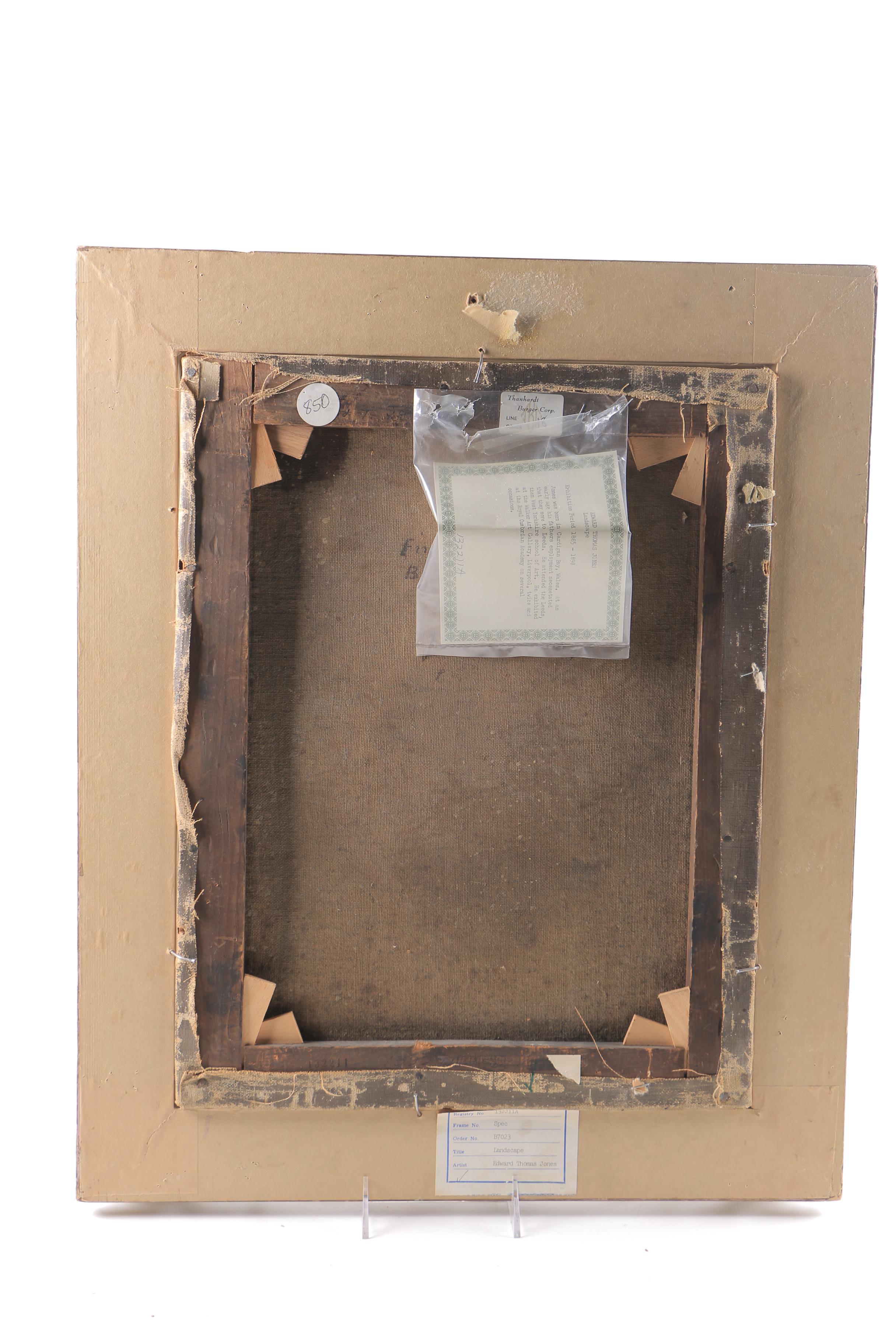 Edward Thomas Jones Oil on Canvas "Landscape"