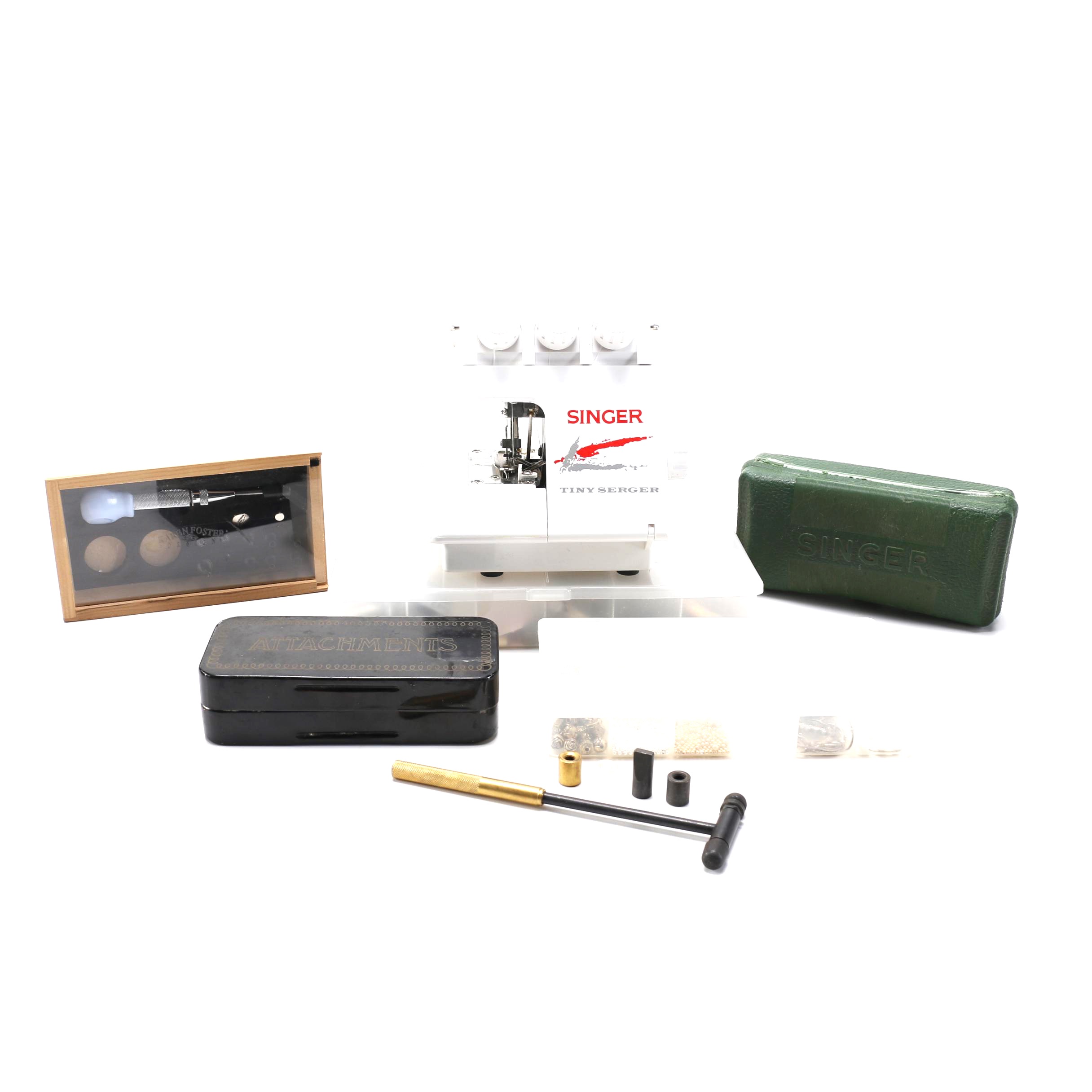 Sewing Tools Including Singer Tiny Serger and Singer Buttonholer