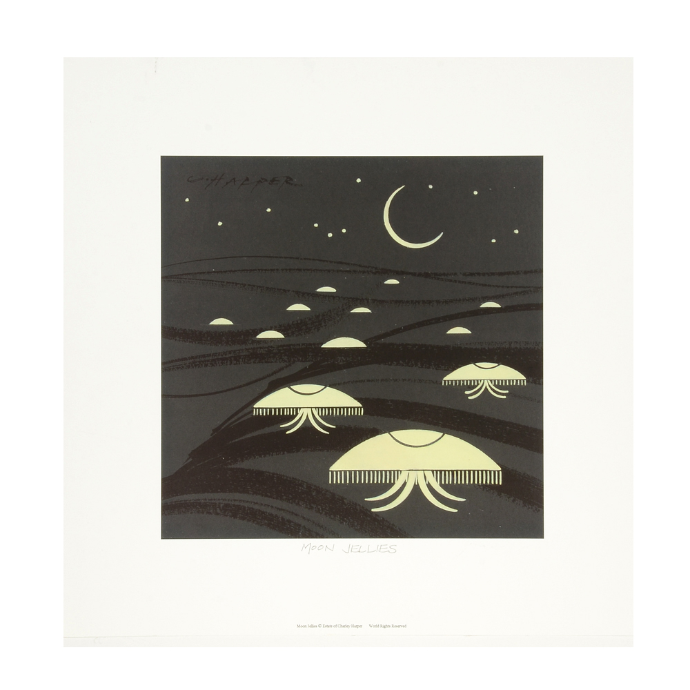 Charley Harper Glow-in-the-Dark Offset Lithograph "Moon Jellies"