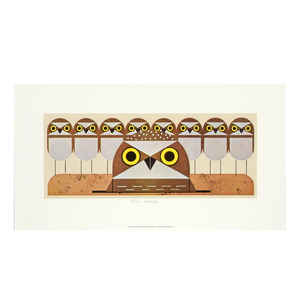 Charley Harper Offset Lithograph "Full House"