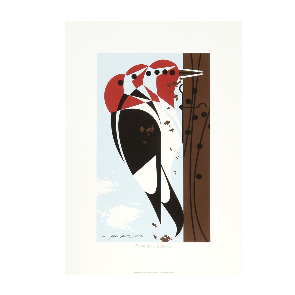 Charley Harper Offset Lithograph "Headbanger"