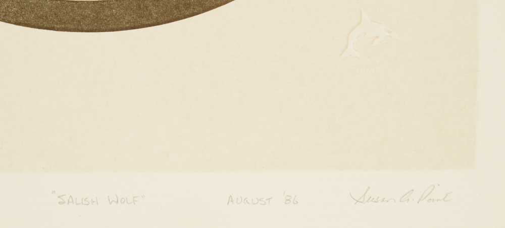 Susan A. Point Signed Limited Edition Gold Leaf-Accented Embossing "Salish Wolf"