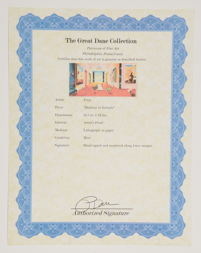 Ferjo Signed Artist's Proof Hand-Pulled Lithograph "Hallway to Infinity"