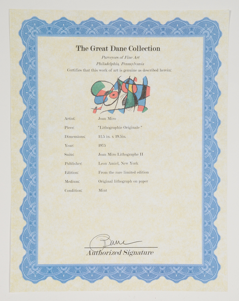 Joan Miró Hand-Pulled Lithograph from "LITHOGRAPHS II"