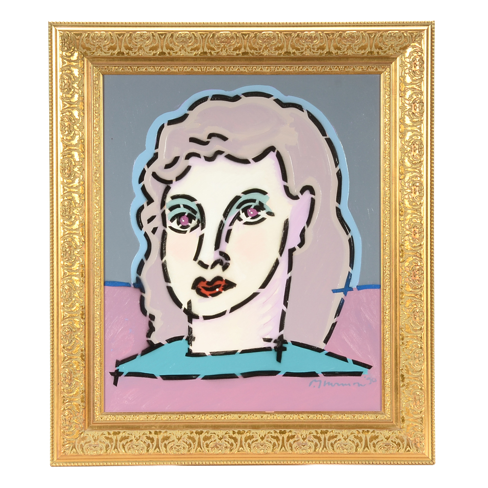 Paul Harmon Original 1990 Mixed Media Portrait on Canvas