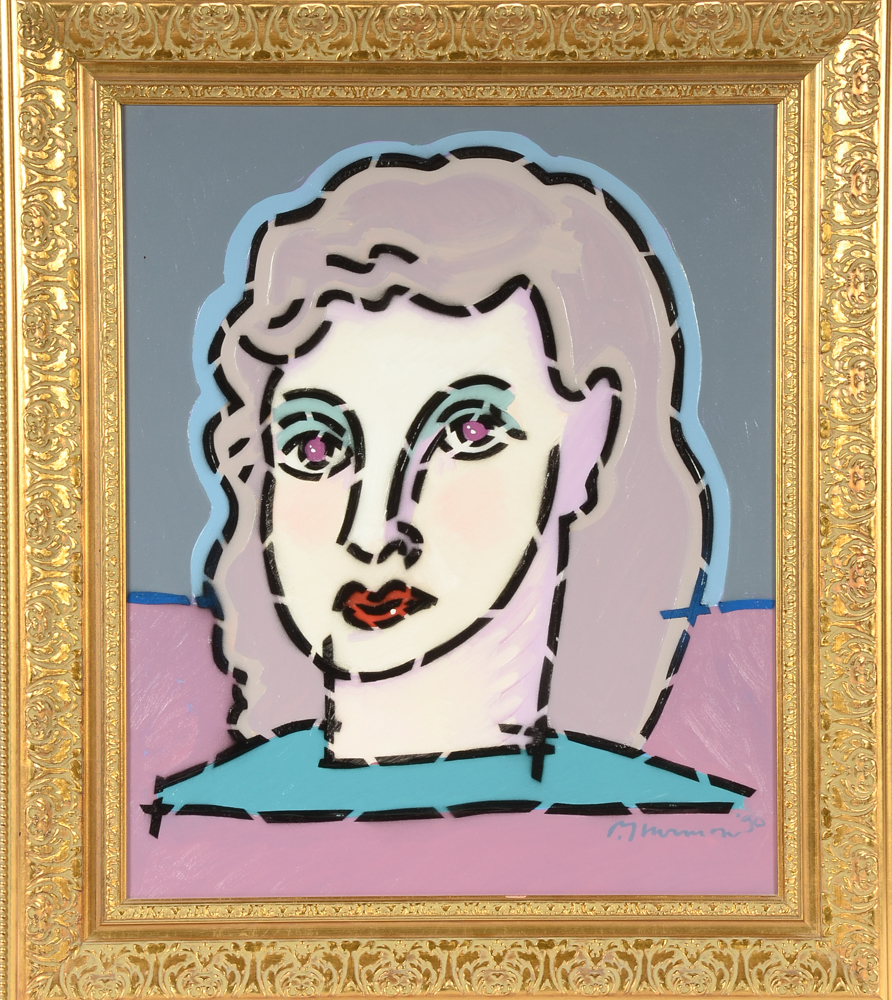 Paul Harmon Original 1990 Mixed Media Portrait on Canvas