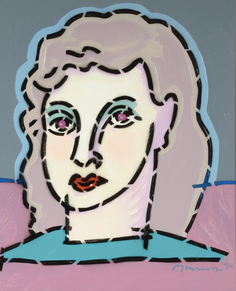 Paul Harmon Original 1990 Mixed Media Portrait on Canvas