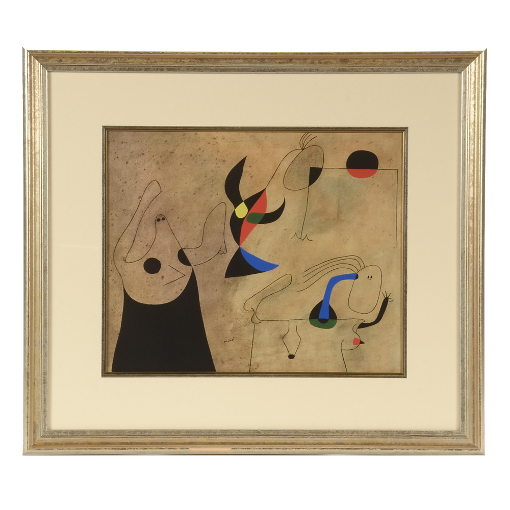 Joan Miró "Femmes sur la Plage" Pochoir from Original 1959 Portfolio "Constellations: A Suite of Twenty-Two Pochoirs"