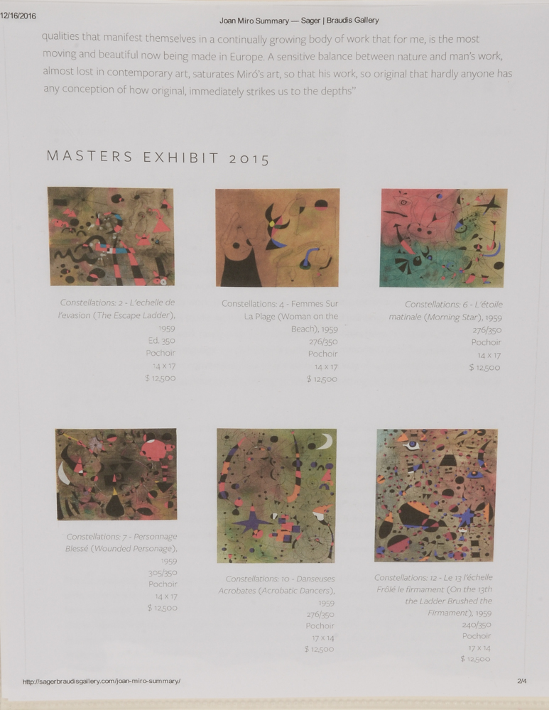 Joan Miró "Femmes sur la Plage" Pochoir from Original 1959 Portfolio "Constellations: A Suite of Twenty-Two Pochoirs"