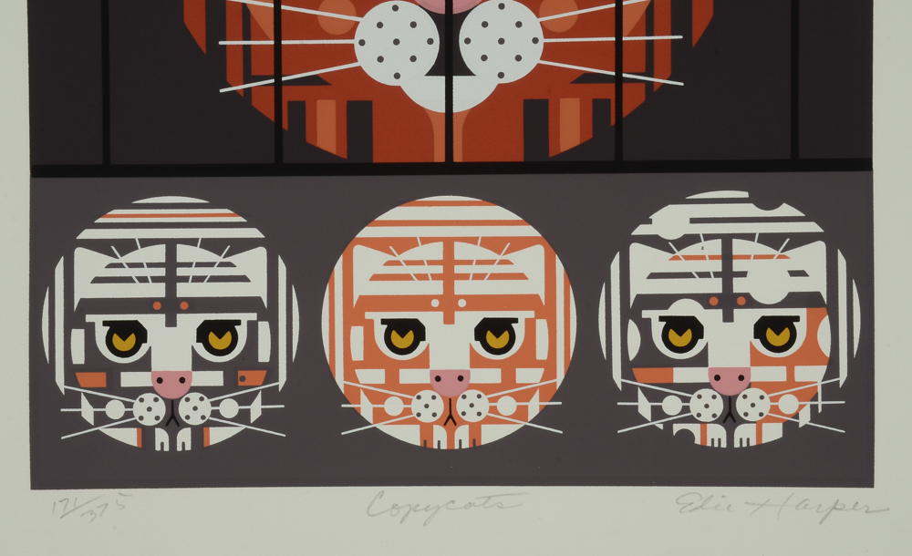 Edie Harper Original 1987 Limited Edition Serigraph "Copycats"
