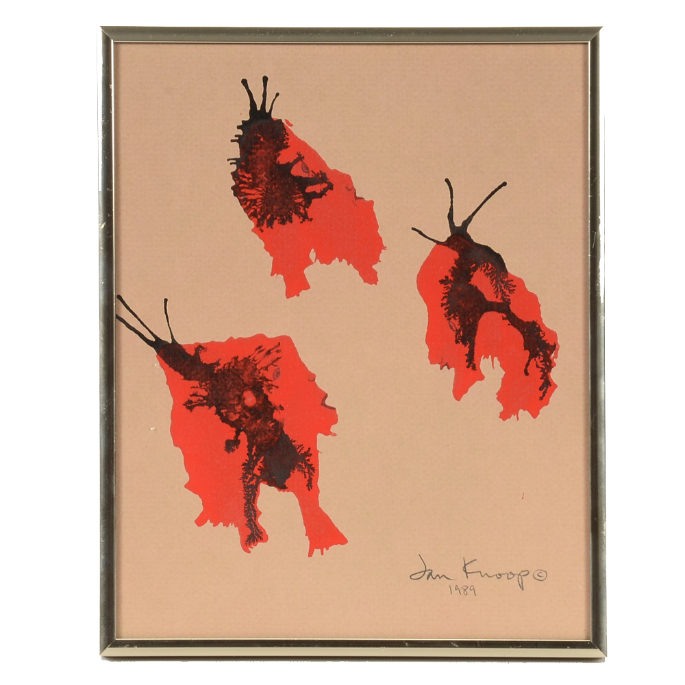 Jan Knoop Original 1989 Mixed Media Painting "Twogether"