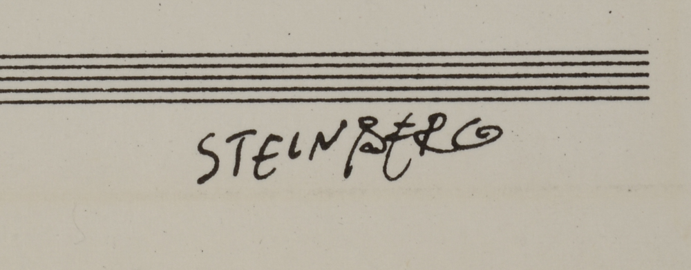 Original 1960s "Derrière le Miroir" Double-sided Lithograph after Saul Steinberg Drawings "The Violinst" & "Train Station"