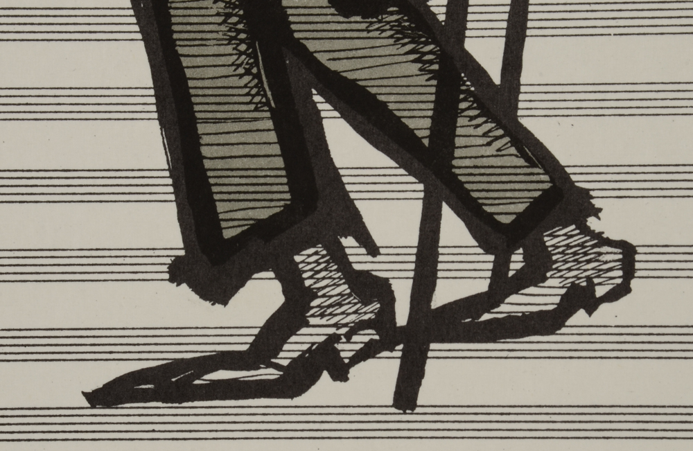 Original 1960s "Derrière le Miroir" Double-sided Lithograph after Saul Steinberg Drawings "The Violinst" & "Train Station"