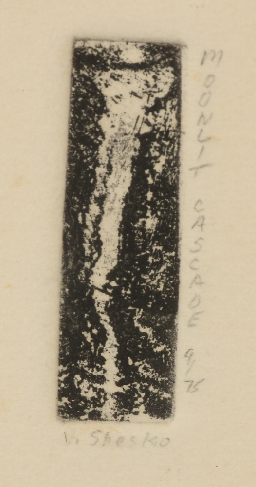 N. Shesko Limited Edition Miniature Etching "Moonlit Cascade"