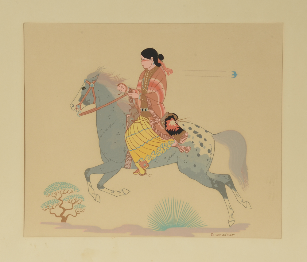 Harrison Begay Serigraph "Horse and Rider"