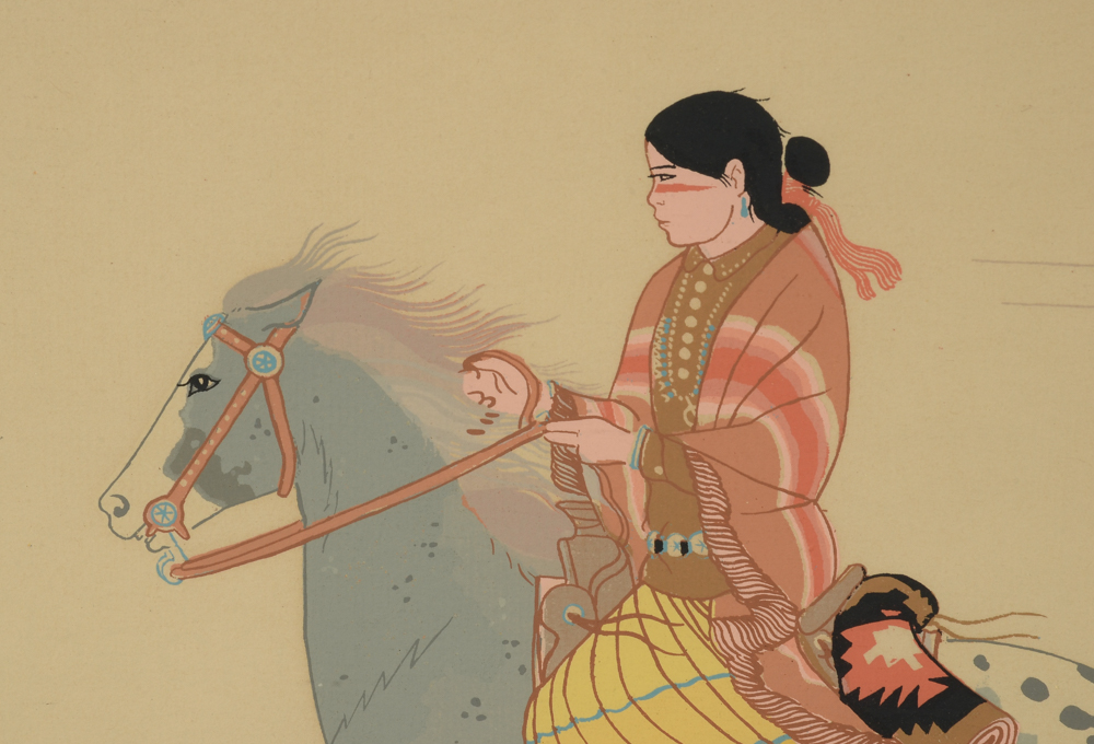 Harrison Begay Serigraph "Horse and Rider"