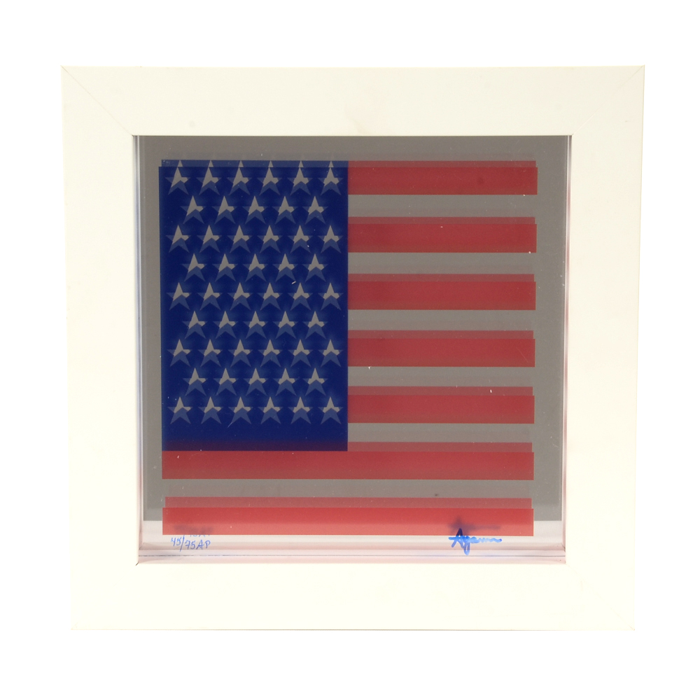 Yaacov Agam Signed Limited Edition Artist's Proof 1976 Serigraph on Mirror "Spirit of America"