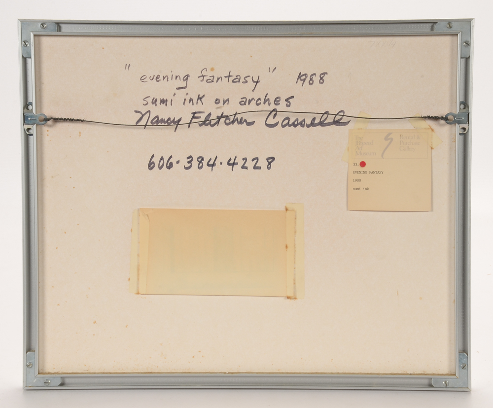 Nancy Fletcher Cassell Original 1988 Sumi Ink & Gouache on Paper "Evening Fantasy"