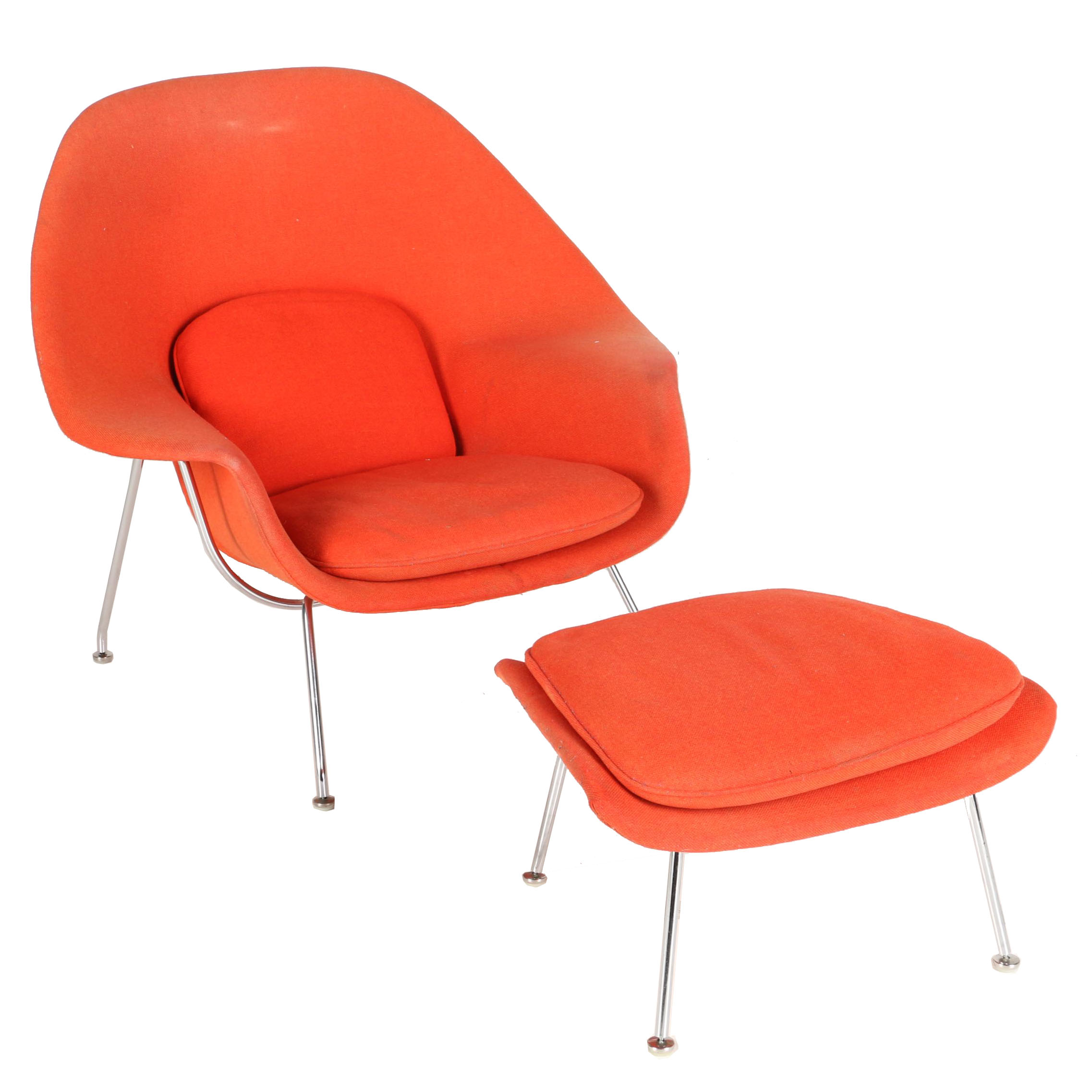 Mid Century Modern "Womb" Chair and Ottoman by Eero Saarinen for Knoll With Provenance