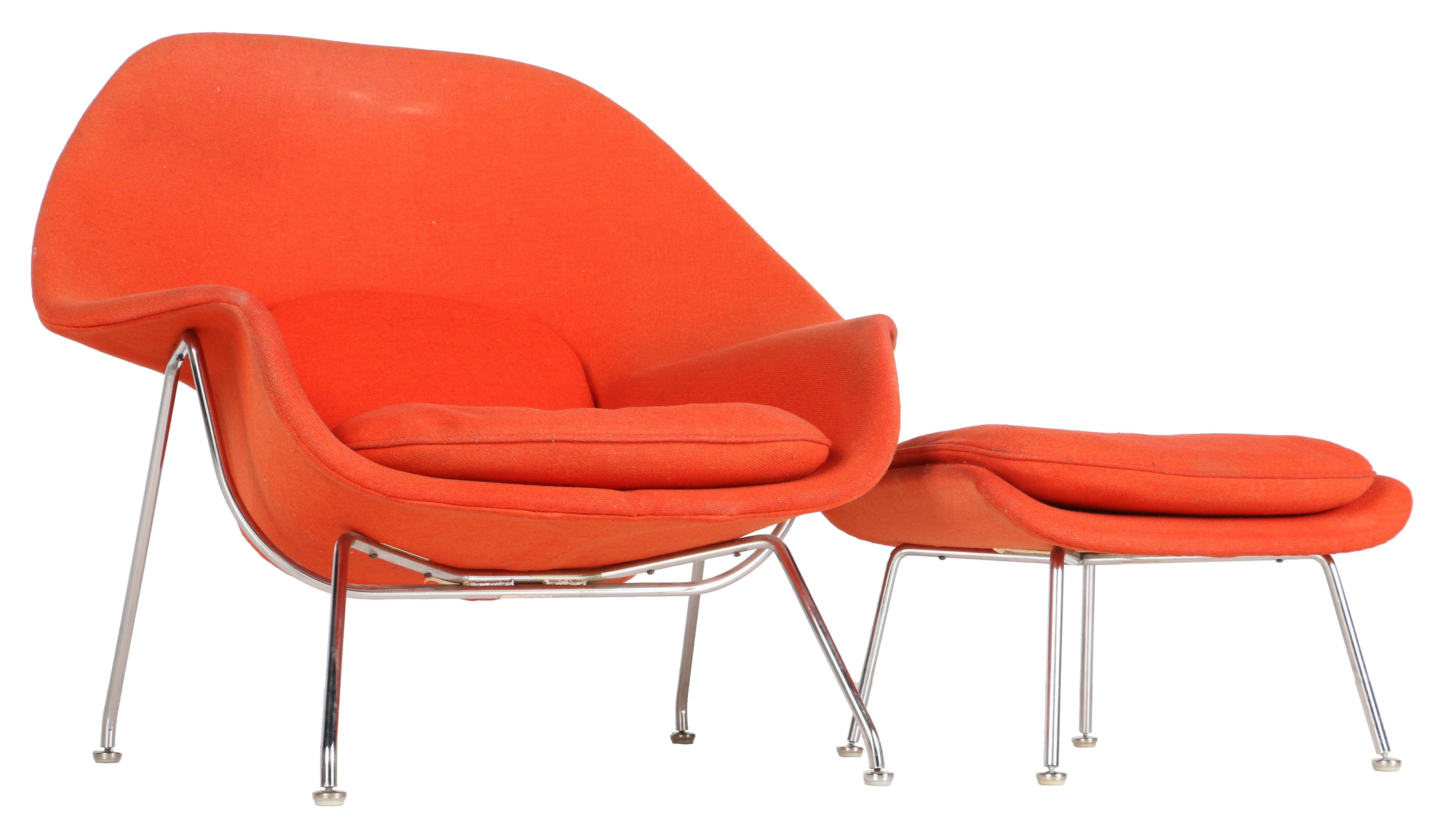 Mid Century Modern "Womb" Chair and Ottoman by Eero Saarinen for Knoll With Provenance