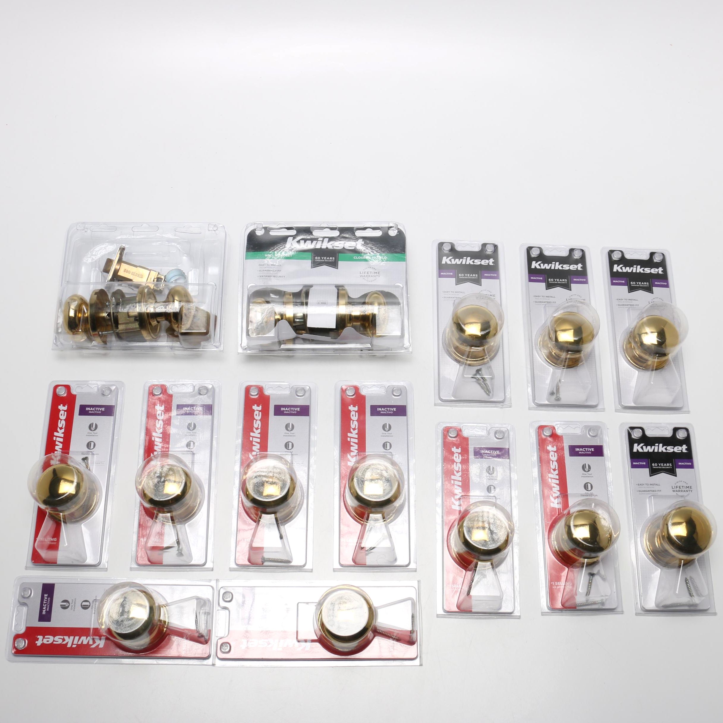 Generous Assortment of Door Knob Hardware Including Kwikset