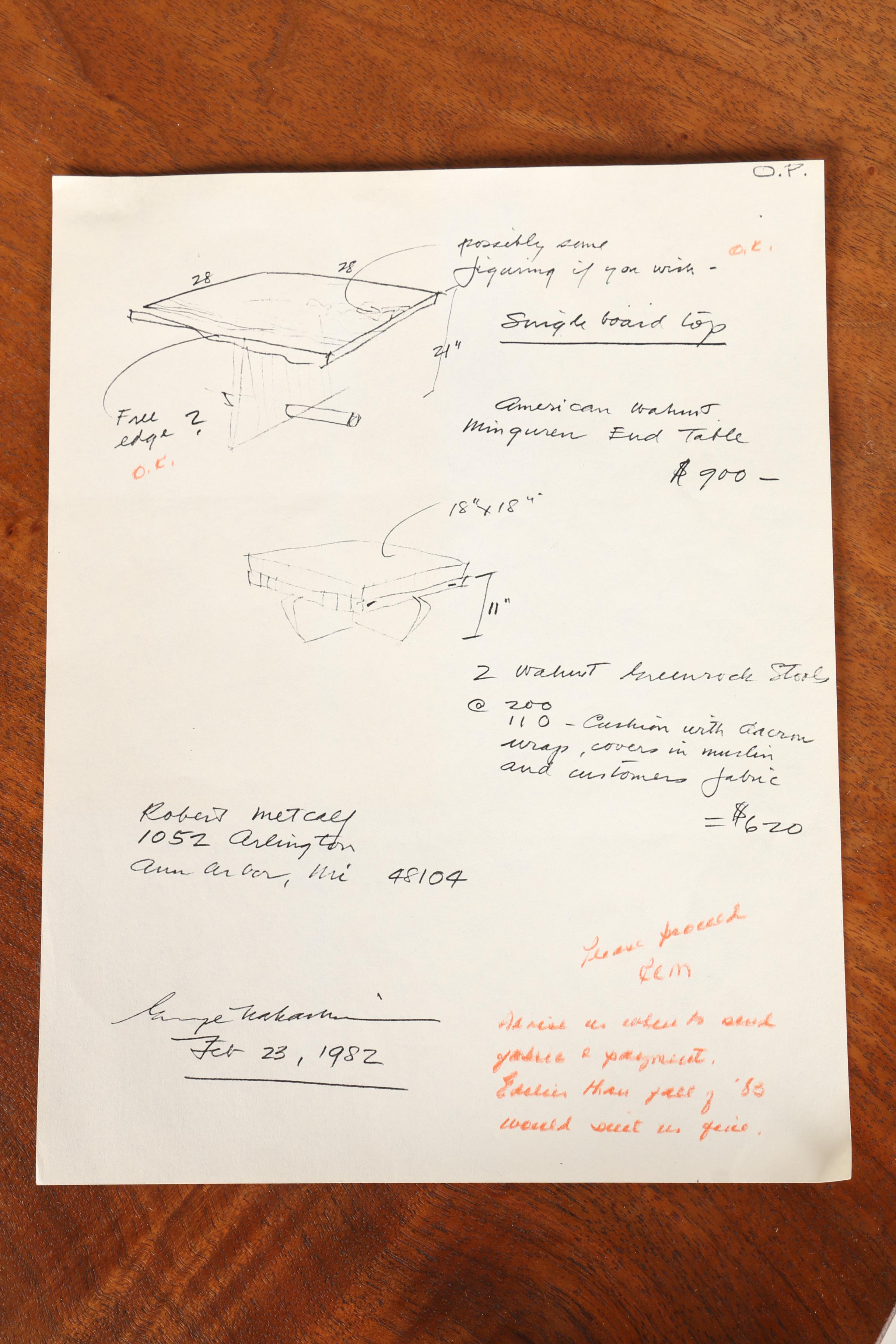 Vintage George Nakashima "Mingura" End Table With Provenance