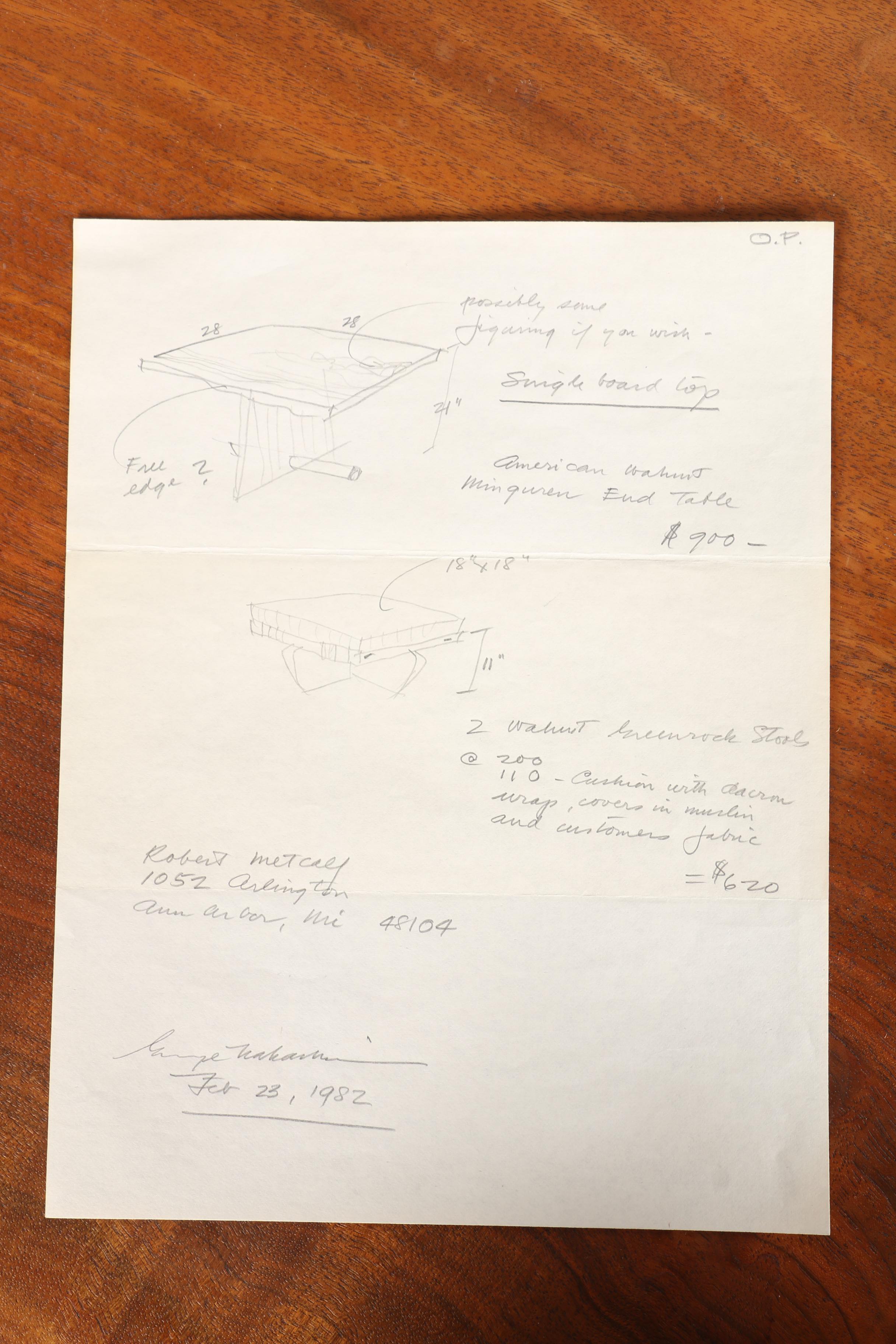 Vintage George Nakashima "Mingura" End Table With Provenance