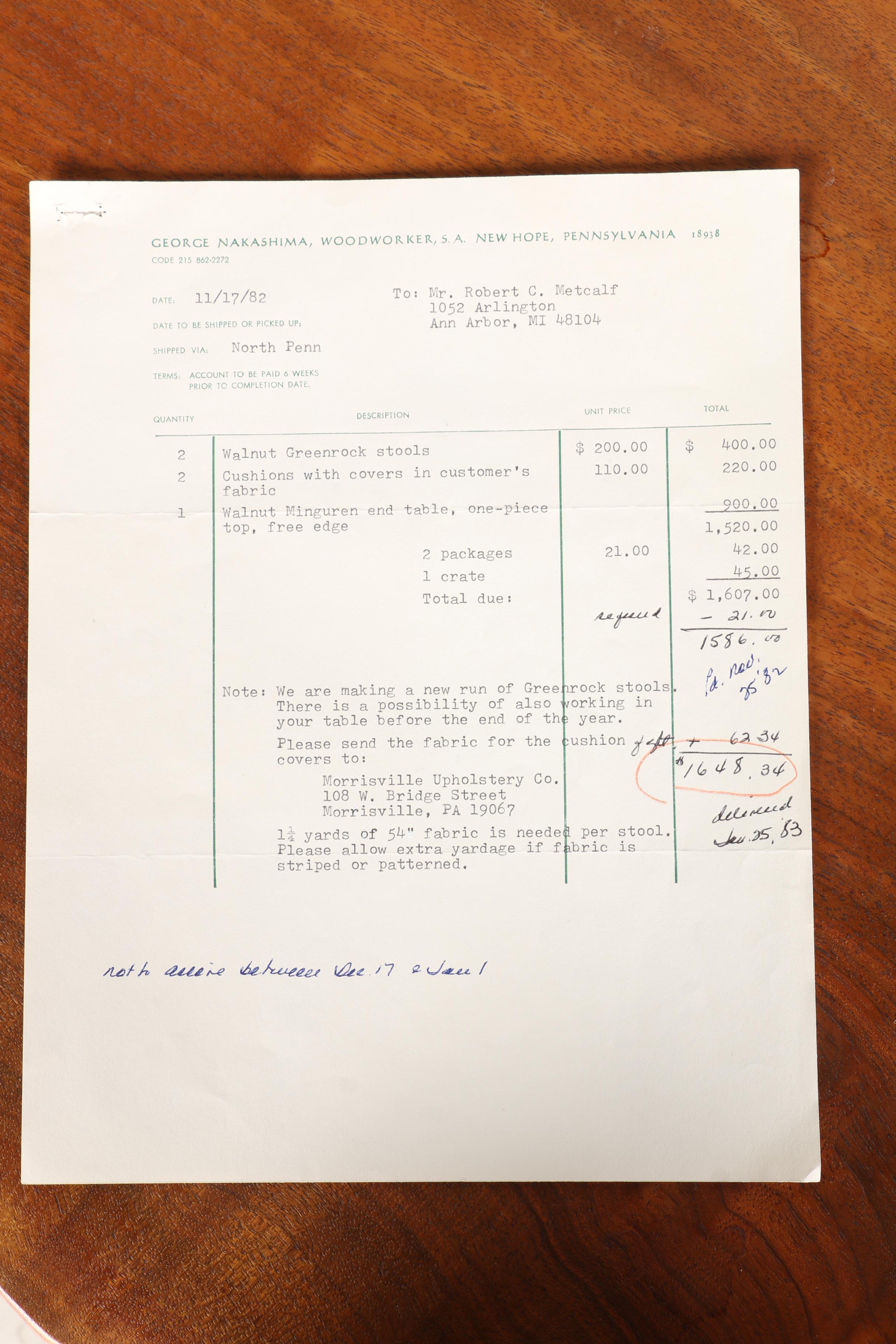 Vintage George Nakashima "Mingura" End Table With Provenance