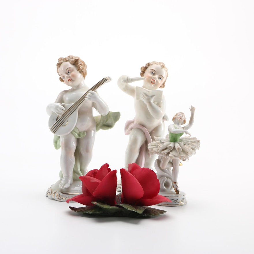 Porcelain Figurines Including Capodimonte and Otzens