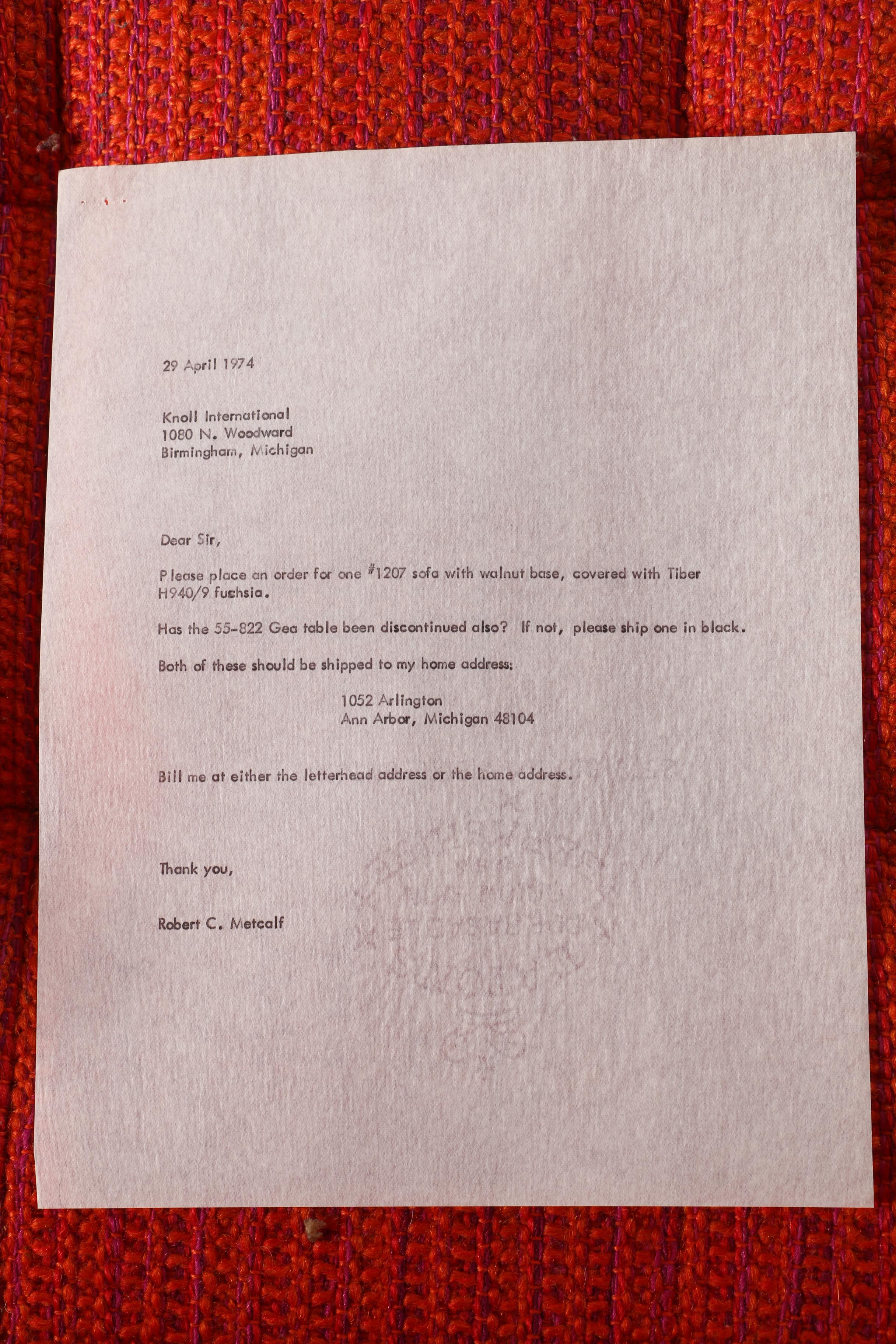 Vintage Modernist "1207" Sofa by Florence Knoll for Knoll International With Provenance