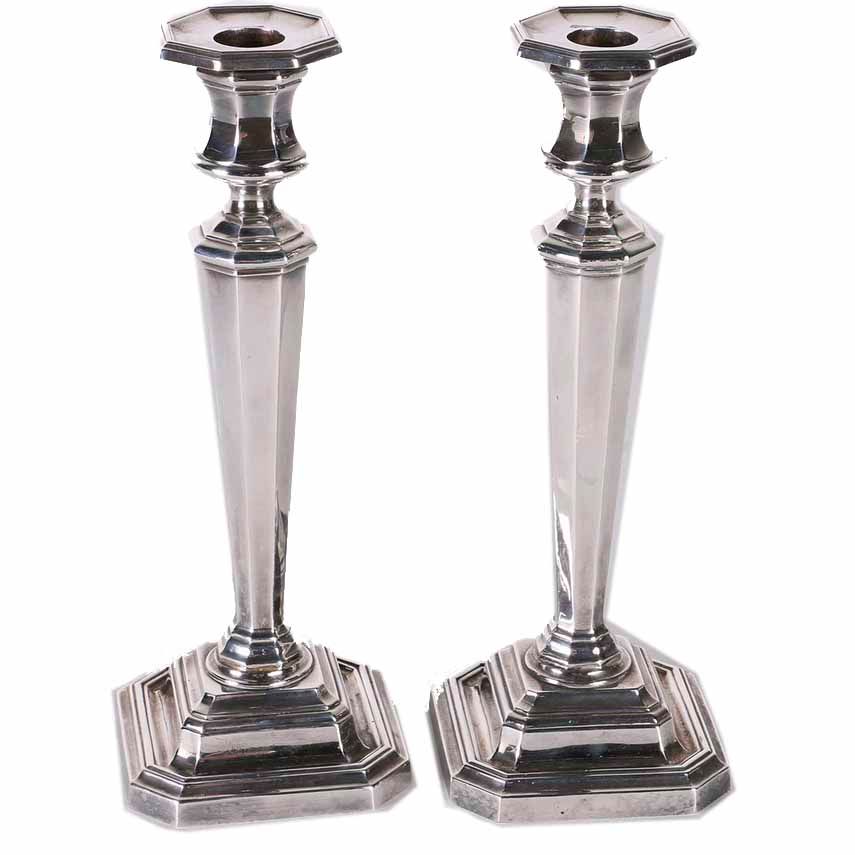 Vintage James Dixon & Sons Weighted Sterling Silver Candlesticks