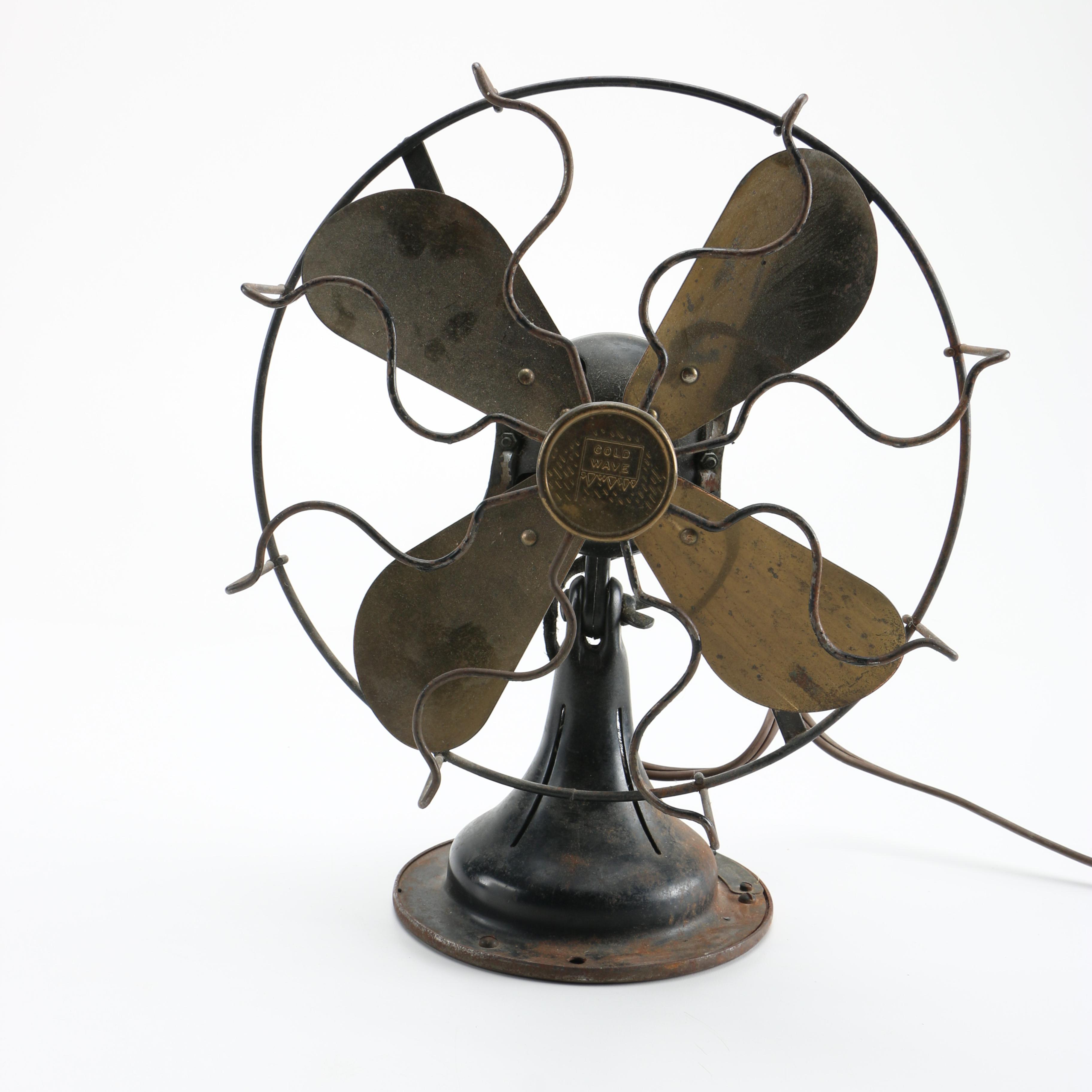 Vintage Gold Wave Fan and Clock