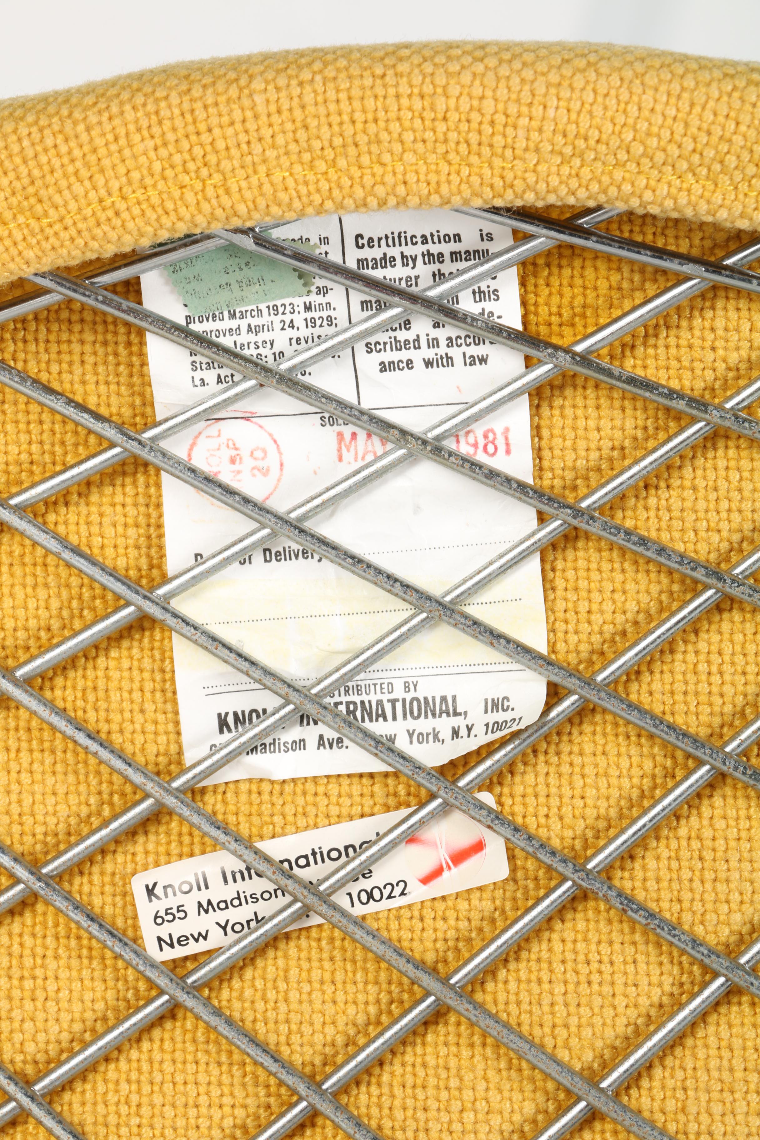 Mid Century Modern Yellow "Diamond" Lounge Chair by Harry Bertoia for Knoll