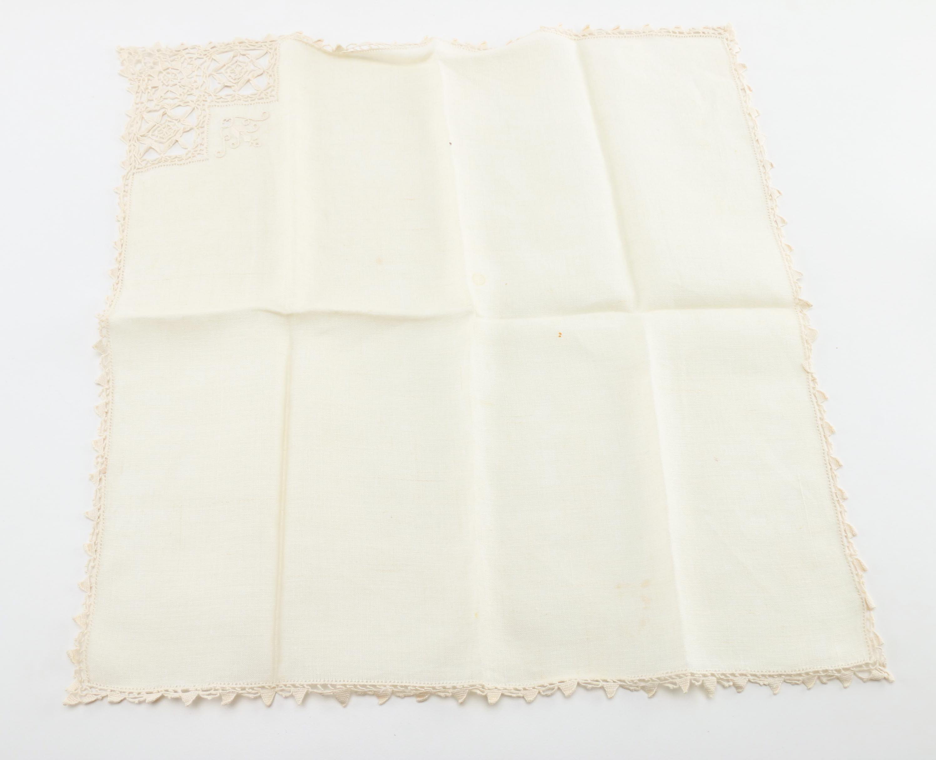 Group of Vintage Linen Napkins with Hand-Crochet