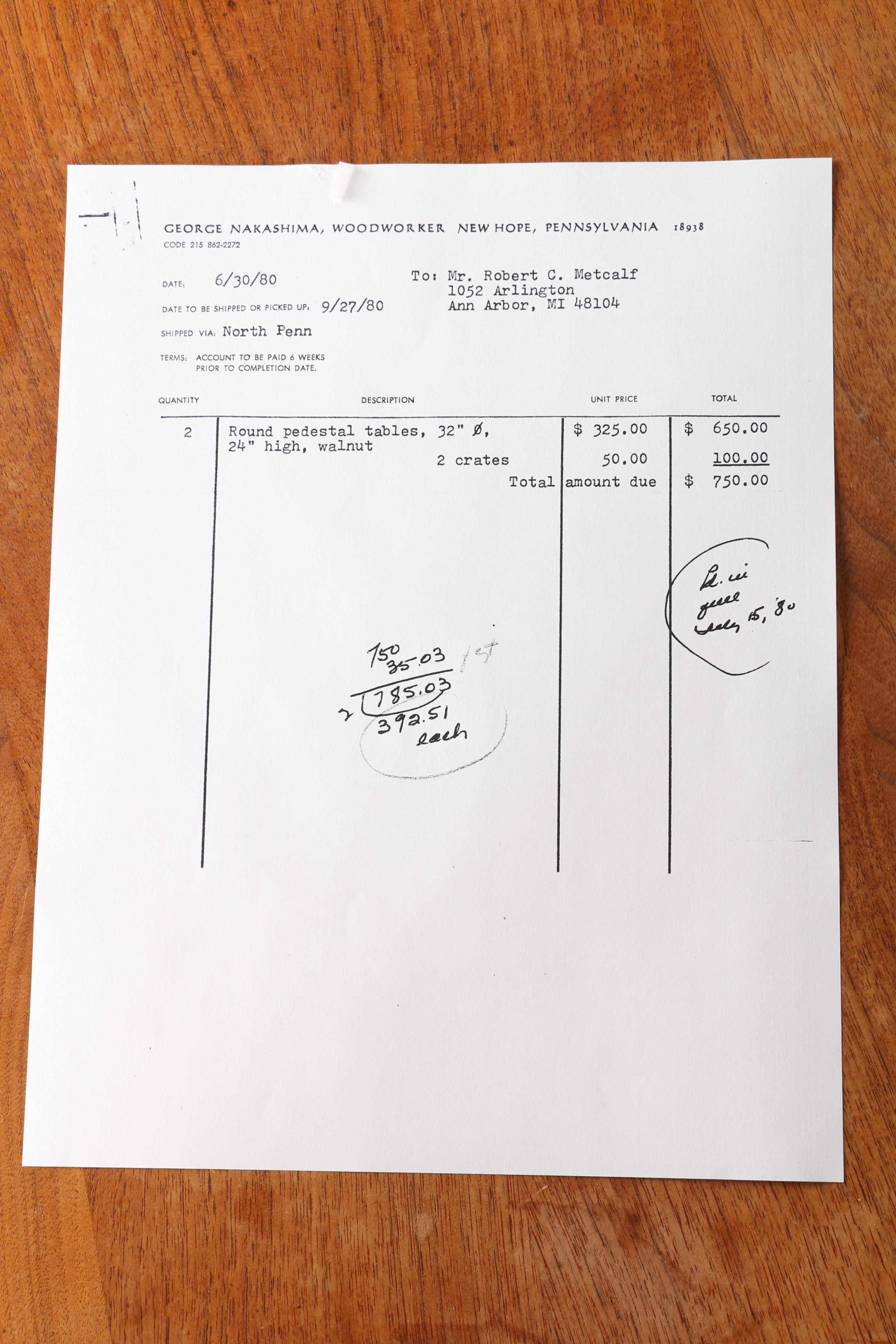 Vintage George Nakashima Round Pedestal Table With Provenance