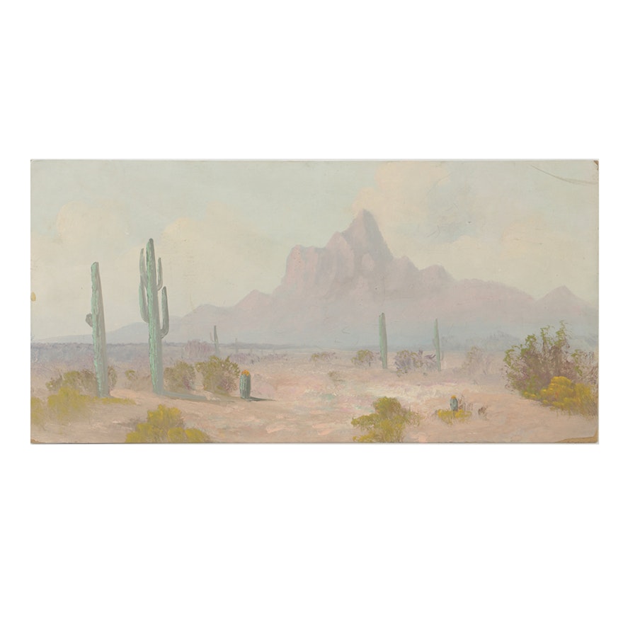 John A. Speer Oil Painting on Board Desert Landscape