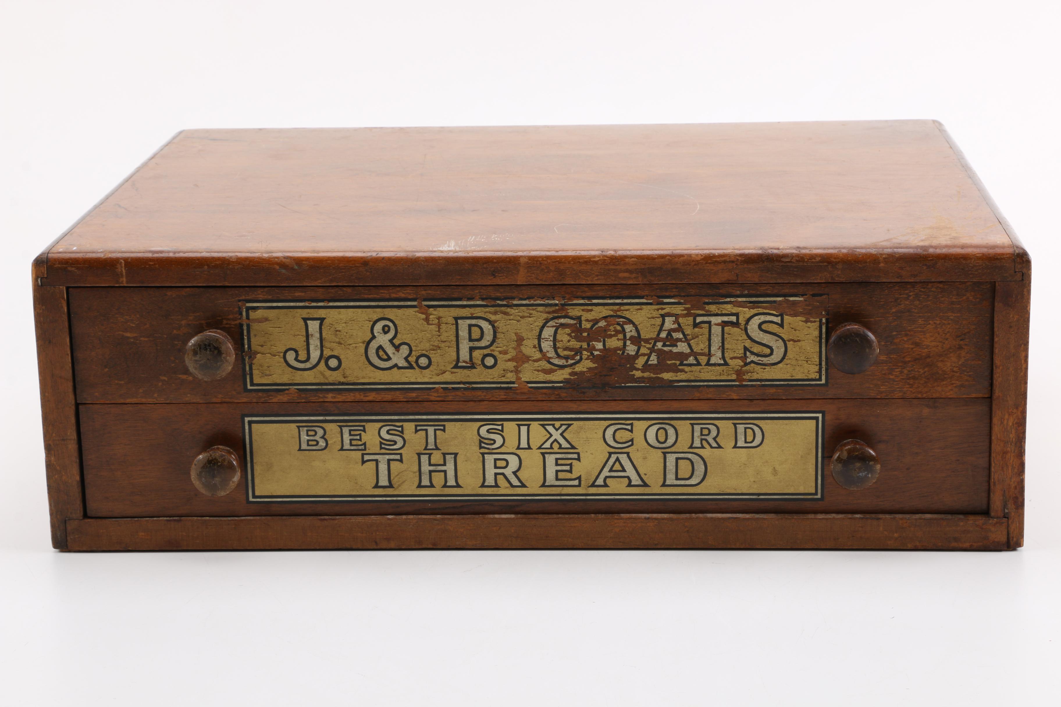 Vintage J. & P. Coats Wooden Thread Box