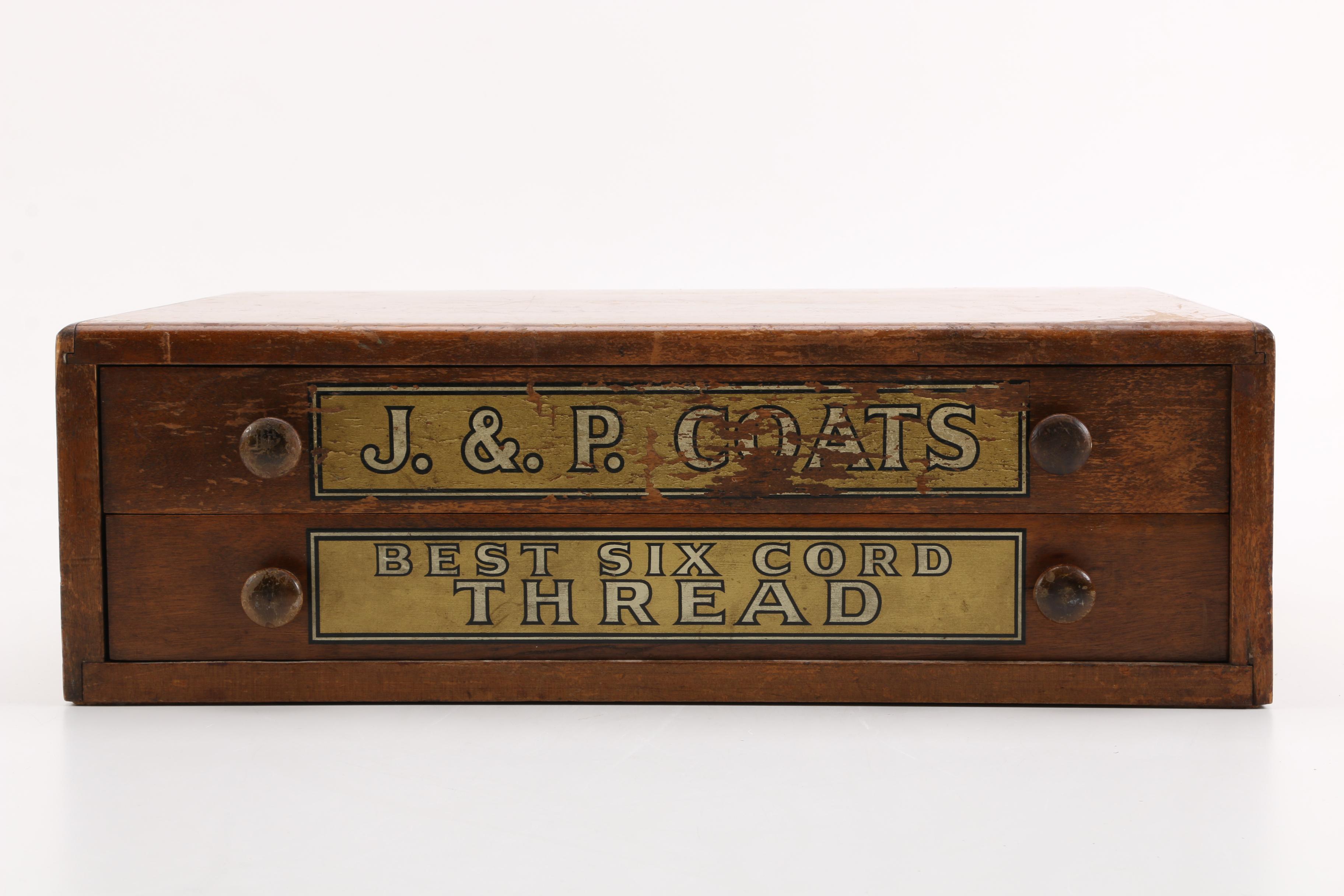 Vintage J. & P. Coats Wooden Thread Box